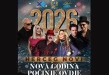 Doček 2026. godine u Herceg Novom na Trgu Nikole Đurkovića