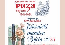 Јубиларни 25. Пјеснички маратон Удружења жена „Риза“ сутра у Бијелој