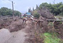 Оборена стабла на више локација и обрушен дио фасаде са стамбене зграде